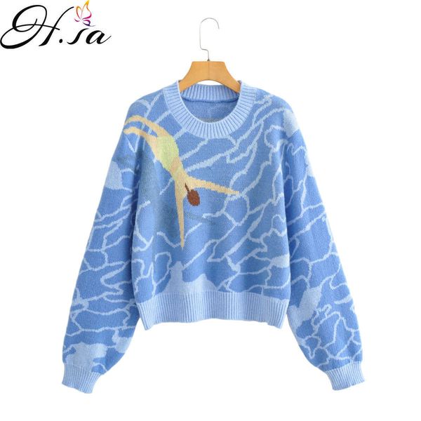 hsa winter fall european and american summer wind women's diving wave printed sweater jacquard sweater 9728 210716, White;black
hsa winter fall european and american summer wind women's diving wave printed sweater jacquard sweater 9728 210716, White;black