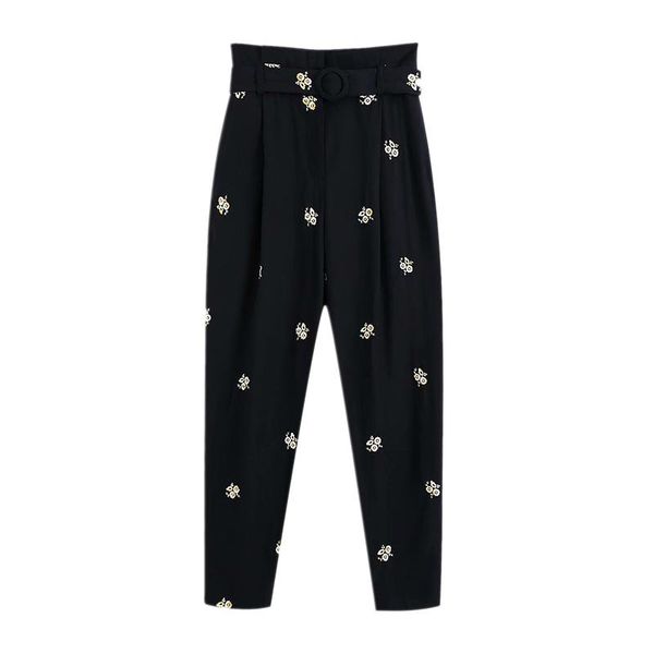women's pants & capris women vintage flower embroidery harem chic high waist sashes paper mujer trousers ffzkz73, Black;white
women's pants & capris women vintage flower embroidery harem chic high waist sashes paper mujer trousers ffzkz73, Black;white
