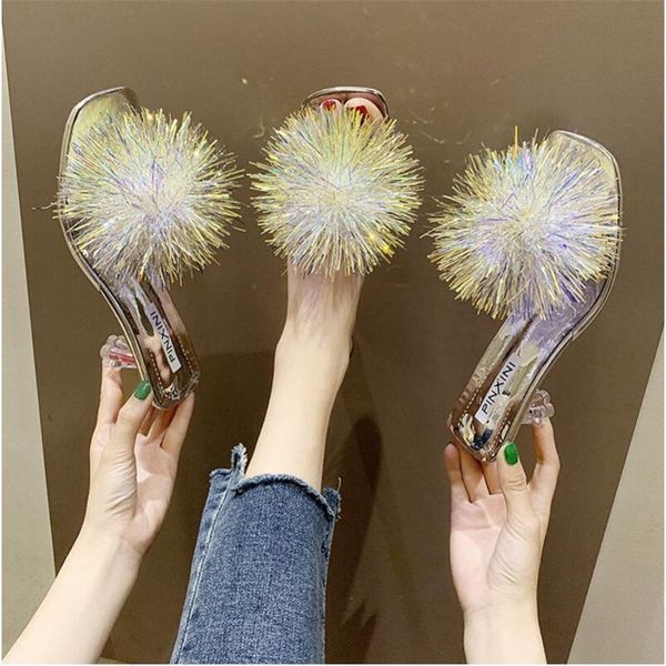 slippers female summer wear 2021 wild color tassel ball transparent thick with sandals, Black
slippers female summer wear 2021 wild color tassel ball transparent thick with sandals, Black