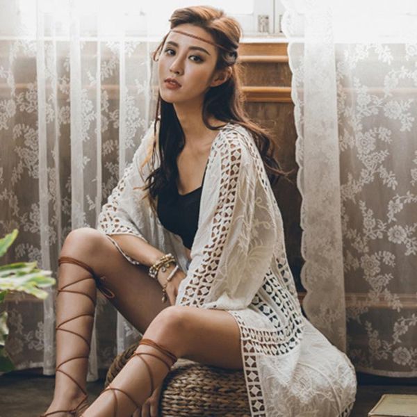 women's swimwear duisnena boho blouse cotton white cardigan floral embroidery hollow out vintage kaftan kimono beach bikini cover up sw, White;black
women's swimwear duisnena boho blouse cotton white cardigan floral embroidery hollow out vintage kaftan kimono beach bikini cover up sw, White;black