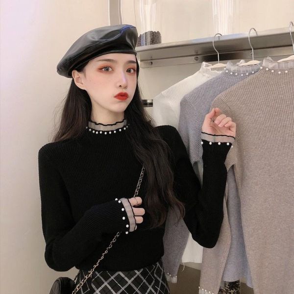 women's sweaters cmaz sweater for women autumn winter trendy semi-high collar inner black pullover lace bottoming shirt sweat, White;black
women's sweaters cmaz sweater for women autumn winter trendy semi-high collar inner black pullover lace bottoming shirt sweat, White;black