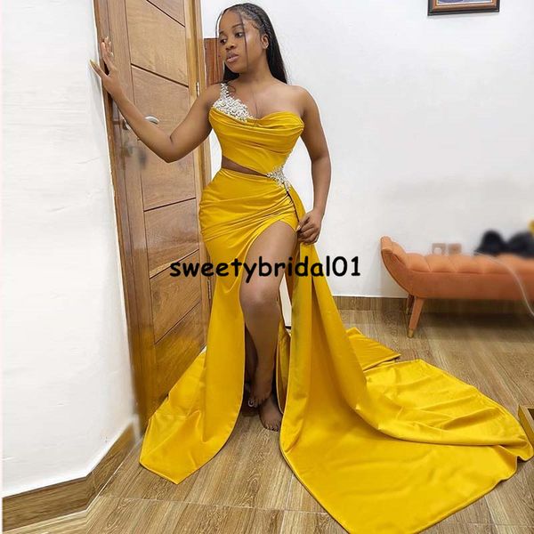 one shoulder prom dress mermaid split beads african long women evening gowns crost back formal party vestidos de novia, Black
one shoulder prom dress mermaid split beads african long women evening gowns crost back formal party vestidos de novia, Black