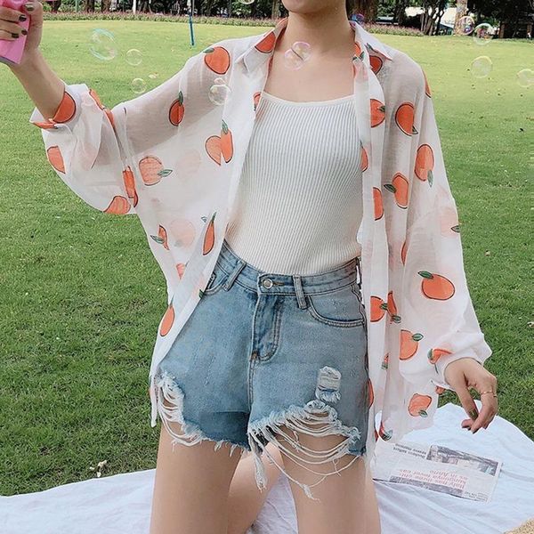 women summer sunscreen fashion chiffon long sleeve shirt female casual small fresh fruit print holiday beach blouse women's blouses & s, White
women summer sunscreen fashion chiffon long sleeve shirt female casual small fresh fruit print holiday beach blouse women's blouses & s, White
