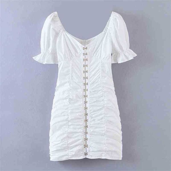 women white dress style puff sleeve sheath v-neck short pleated mini for female 210524, Black;gray
women white dress style puff sleeve sheath v-neck short pleated mini for female 210524, Black;gray