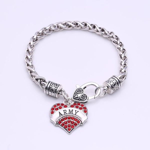 drop arrival fashoin rhodium plated with sparkling crystals army heart charm bracelet lobster-claw-clasps link, chain, Black
drop arrival fashoin rhodium plated with sparkling crystals army heart charm bracelet lobster-claw-clasps link, chain, Black
