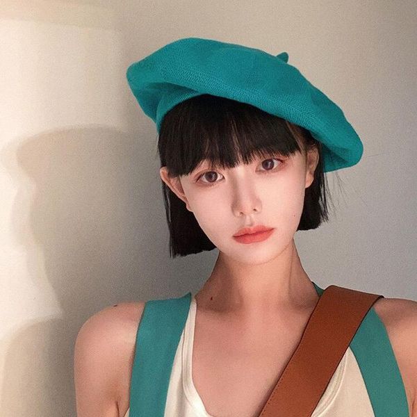 berets summer thin knitted beret women's tide wild blue-green breathable fashionable painter hat spring and, Blue;gray
berets summer thin knitted beret women's tide wild blue-green breathable fashionable painter hat spring and, Blue;gray