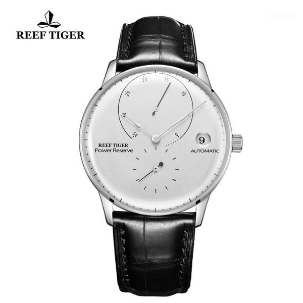 reef tiger/rt fashion casual watches mens stainless steel automatic watch white dial leather strap waterproof rga82b0-2 wristwatches, Slivery;brown
reef tiger/rt fashion casual watches mens stainless steel automatic watch white dial leather strap waterproof rga82b0-2 wristwatches, Slivery;brown