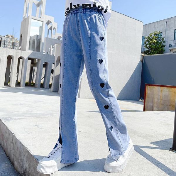 fashion children pants 3 to 14y girls jeans spring summer boot cut thin ice silk denim embroidered slit trousers bottoms, Blue
fashion children pants 3 to 14y girls jeans spring summer boot cut thin ice silk denim embroidered slit trousers bottoms, Blue