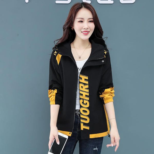 women's jackets korean fashion work coat spring and autumn 2021 large size cardigan hooded casual letter printed jacket lady, Black;brown
women's jackets korean fashion work coat spring and autumn 2021 large size cardigan hooded casual letter printed jacket lady, Black;brown
