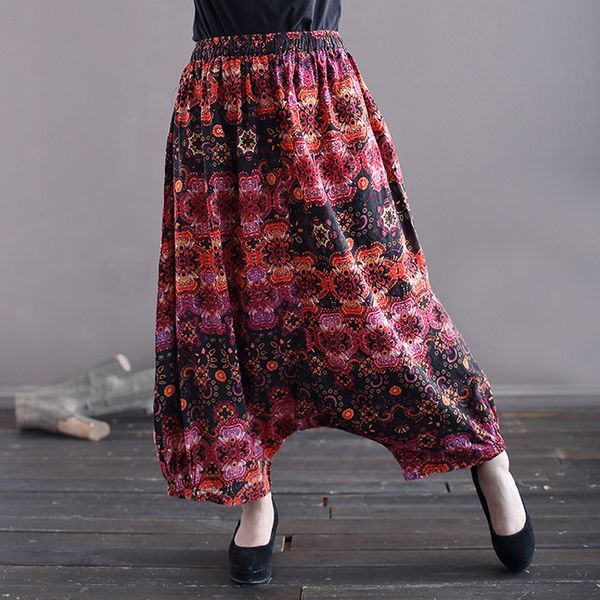 johnature women vintage cotton linen cross pants summer elastic waist print floral trouser loose female casual pants 210521, Blue
johnature women vintage cotton linen cross pants summer elastic waist print floral trouser loose female casual pants 210521, Blue