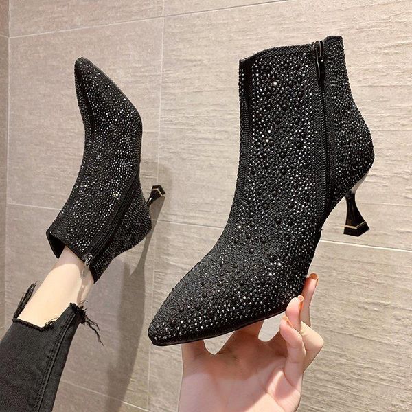 boots crystal pointed toe shoes woman drop women's winter ankle fashion rhinestones high heels female zipper, Black
boots crystal pointed toe shoes woman drop women's winter ankle fashion rhinestones high heels female zipper, Black