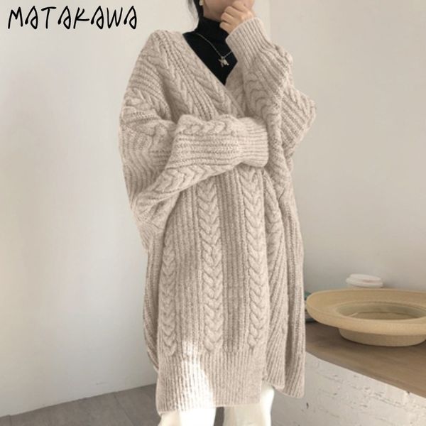 matakawa vintage simple thick woman sweaters loose twist long knitted long cardigan coat women jacket autumn and winter 210513, White;black
matakawa vintage simple thick woman sweaters loose twist long knitted long cardigan coat women jacket autumn and winter 210513, White;black