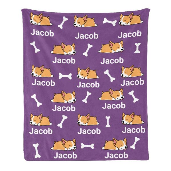 cute corgi dog purple personalized throw blanket super soft for boy & girl, custom fleece blanket with your name birthday
cute corgi dog purple personalized throw blanket super soft for boy & girl, custom fleece blanket with your name birthday
