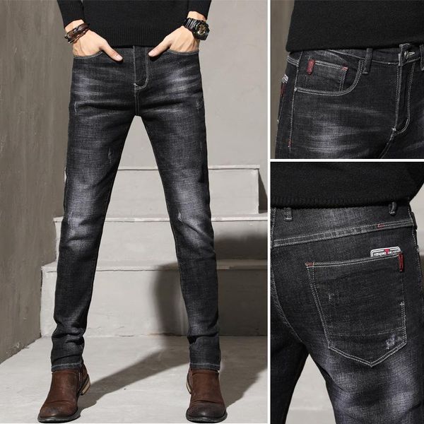 spring and autumn korean version slim men's jeans stretch small foot long pants fashion, Blue
spring and autumn korean version slim men's jeans stretch small foot long pants fashion, Blue