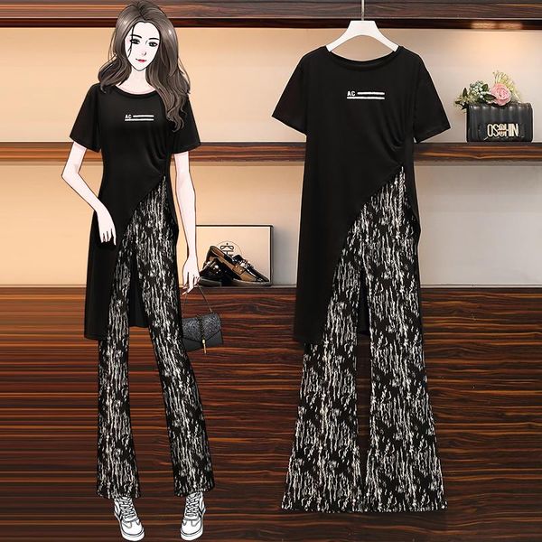women's two piece pants plus size 4xl increase fashion wide leg suit two-piece set casual survetement femme 2 summer costumes for women, White
women's two piece pants plus size 4xl increase fashion wide leg suit two-piece set casual survetement femme 2 summer costumes for women, White