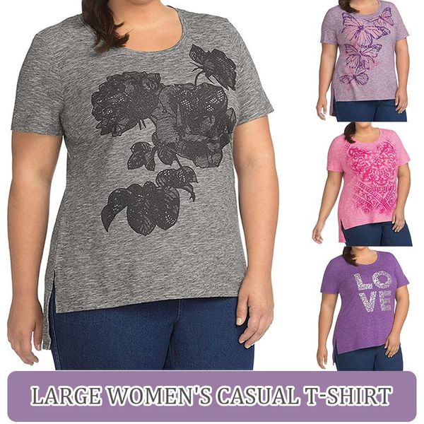 women's t-shirt ly plus size t shirt crew neck printed short sleeve oversize simple casual tee for daily summer l-5xl, White
women's t-shirt ly plus size t shirt crew neck printed short sleeve oversize simple casual tee for daily summer l-5xl, White
