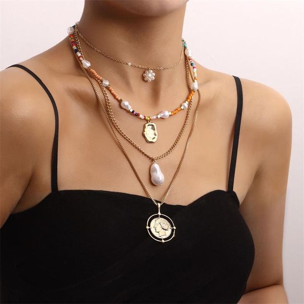 pendant necklaces fashion weave flower irregular pearl metal sheet layered for women colored beads coins jewelry, Silver
pendant necklaces fashion weave flower irregular pearl metal sheet layered for women colored beads coins jewelry, Silver