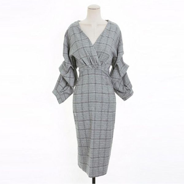 casual dresses ladies elegant v-neck dress women fashion slim hips split grid, Black;gray
casual dresses ladies elegant v-neck dress women fashion slim hips split grid, Black;gray