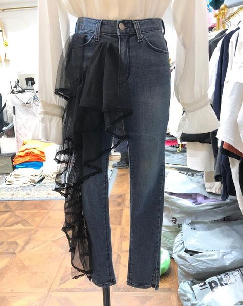 women's jeans korean fashion one side black mesh ruffel biker streetwear jean femme pantalones cowboy denim trousers vintage clothes dm, Blue
women's jeans korean fashion one side black mesh ruffel biker streetwear jean femme pantalones cowboy denim trousers vintage clothes dm, Blue