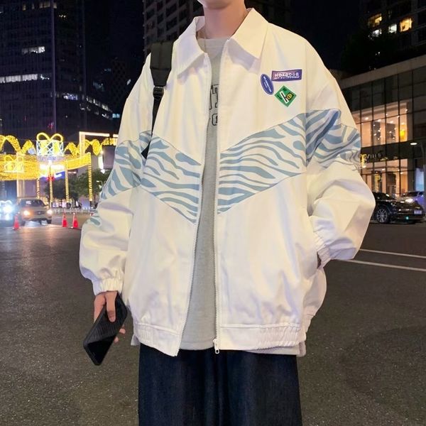 2021 autumn new color contrast jacket wo loose and versatile coat large fashion men's top, Black
2021 autumn new color contrast jacket wo loose and versatile coat large fashion men's top, Black