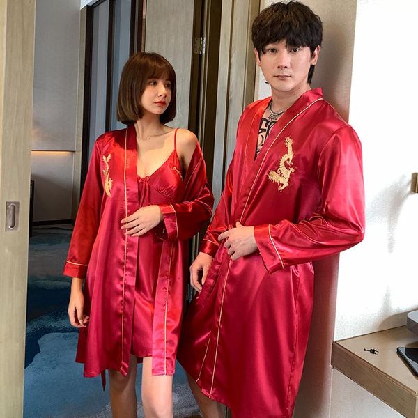 women's sleepwear dragon and phoenix embroidery couple robe sets rayon kimono bathrobe shorts nightdress v-neck sleepshirt sweet home c, Black;red
women's sleepwear dragon and phoenix embroidery couple robe sets rayon kimono bathrobe shorts nightdress v-neck sleepshirt sweet home c, Black;red