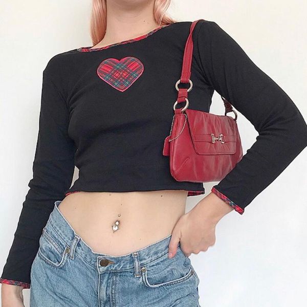 woman check heart print with long sleeve cotton t-shirt short casual spring/autumn y2 tee ladies fashion streetwear women's, White
woman check heart print with long sleeve cotton t-shirt short casual spring/autumn y2 tee ladies fashion streetwear women's, White