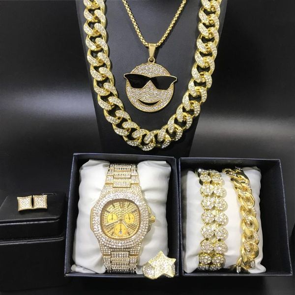 earrings & necklace luxury men gold watch hip hop braclete ring combo set out cuban for, Silver
earrings & necklace luxury men gold watch hip hop braclete ring combo set out cuban for, Silver