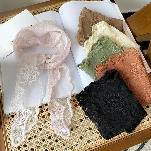 scarves korea sweet lace scarf women's triangle floral knit foulard femme solid color head hollow neckerchief hijab, Blue;gray
scarves korea sweet lace scarf women's triangle floral knit foulard femme solid color head hollow neckerchief hijab, Blue;gray