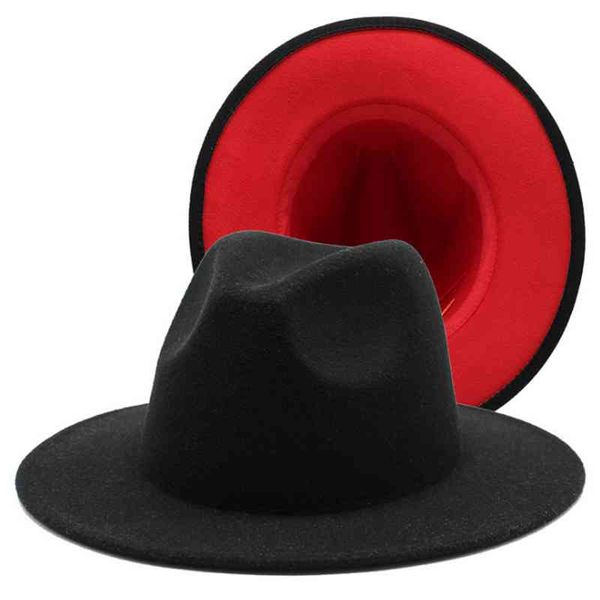berets simple outer black inner red wool felt jazz fedora hats with thin belt buckle men women wide brim panama trilby cap 56-60cm, Blue;gray
berets simple outer black inner red wool felt jazz fedora hats with thin belt buckle men women wide brim panama trilby cap 56-60cm, Blue;gray