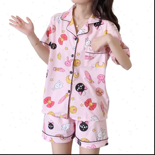cotton pajamas set turn down womens sleepwears collar pyjamas short sleeves suit soft sleepwear female summer cartoon luna moon homewear, Black;red
cotton pajamas set turn down womens sleepwears collar pyjamas short sleeves suit soft sleepwear female summer cartoon luna moon homewear, Black;red