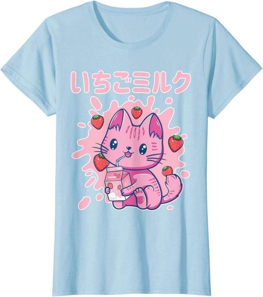 women's t-shirt 2021 t shirt women kawaii summer graphic tees fashion tee chibi kitten cat japanese strawberry milk drink, White
women's t-shirt 2021 t shirt women kawaii summer graphic tees fashion tee chibi kitten cat japanese strawberry milk drink, White