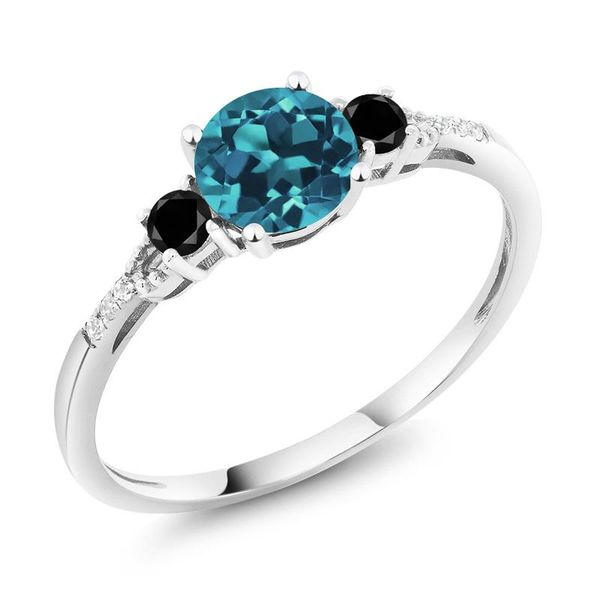 cluster rings gem stone king 10k white gold diamond accent three-stone engagement ring set with london blue z black 0.93 cttw, Golden;silver
cluster rings gem stone king 10k white gold diamond accent three-stone engagement ring set with london blue z black 0.93 cttw, Golden;silver