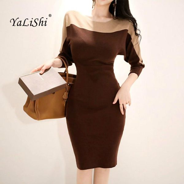 casual dresses women patchwork pencil dress 2021 autumn red full sleeve o-neck knee-length vintage work knitting office lady club, Black;gray
casual dresses women patchwork pencil dress 2021 autumn red full sleeve o-neck knee-length vintage work knitting office lady club, Black;gray