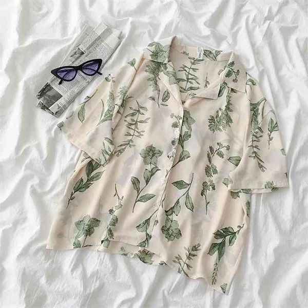 gagarich women blouses vintage floral short sleeve chiffon notched elegant see through beach streetwear chic female shirt, White
gagarich women blouses vintage floral short sleeve chiffon notched elegant see through beach streetwear chic female shirt, White
