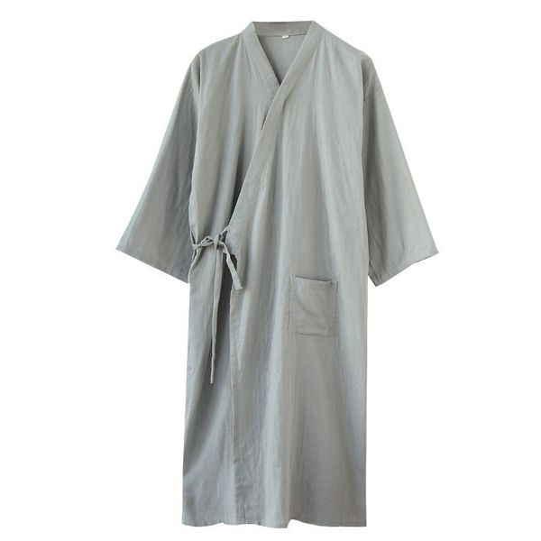 men's sleepwear kimono style bathrobes for light and breathable summer spring autumn long cotton robes men, Black;brown
men's sleepwear kimono style bathrobes for light and breathable summer spring autumn long cotton robes men, Black;brown
