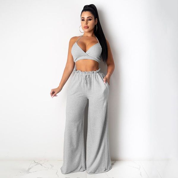 women's two piece pants vavcy 2021 summer pant suits gray block trop vest + wide leg lounge women set, White 
women's two piece pants vavcy 2021 summer pant suits gray block trop vest + wide leg lounge women set, White