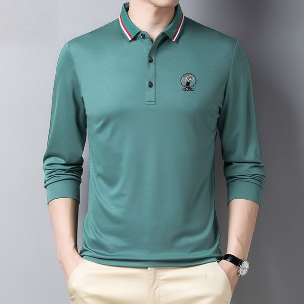 men's polos autumn embroidery decoration long sleeve shirt business casual solid color brand clothes 0ryp, White;black
men's polos autumn embroidery decoration long sleeve shirt business casual solid color brand clothes 0ryp, White;black