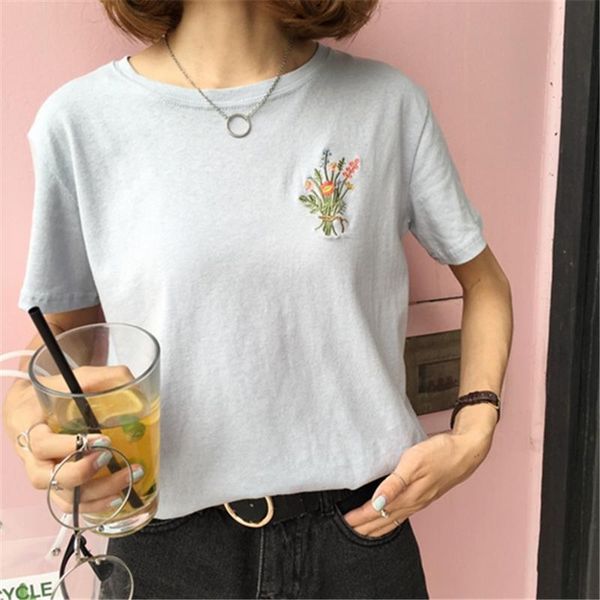 summer korean pop flower embroidered womens floral casual loose cotton harajuku o neck simple white
summer korean pop flower embroidered womens floral casual loose cotton harajuku o neck simple white