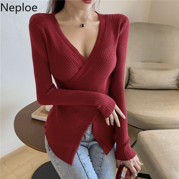 neploe lady sweaters for women irregular v-neck cross knitted pullovers slim fit long sleeve jumper pull femme 4h005 210422, White;black
neploe lady sweaters for women irregular v-neck cross knitted pullovers slim fit long sleeve jumper pull femme 4h005 210422, White;black