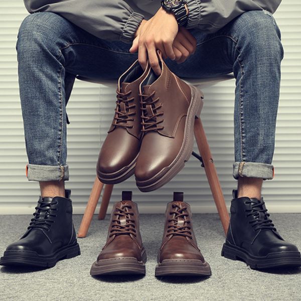 autumn and winter new pu leather martin boots men high british retro work clothes cowboy flat bottom round head dh360, Black
autumn and winter new pu leather martin boots men high british retro work clothes cowboy flat bottom round head dh360, Black