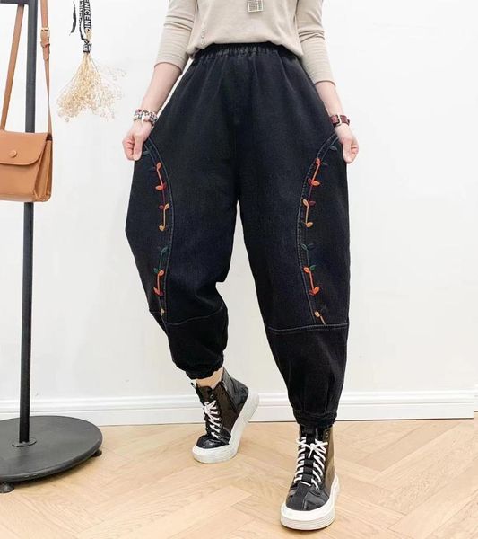women's jeans 110705 women harem casual thicken fleece artsy elastic waist vintage baggy personality embroidery denim trousers female, Blue
women's jeans 110705 women harem casual thicken fleece artsy elastic waist vintage baggy personality embroidery denim trousers female, Blue