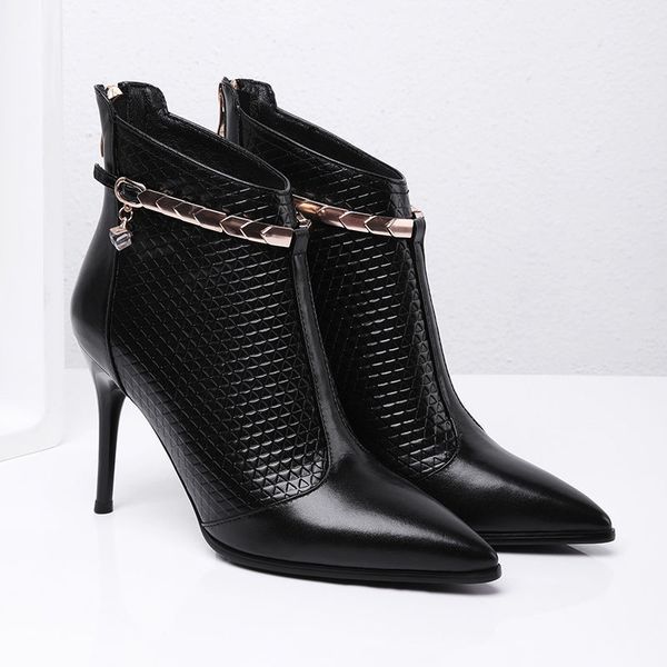 dress shoes martin boots women's autumn winter ankle boots pointed back zipper stiletto high heel fashion geh3, Black
dress shoes martin boots women's autumn winter ankle boots pointed back zipper stiletto high heel fashion geh3, Black