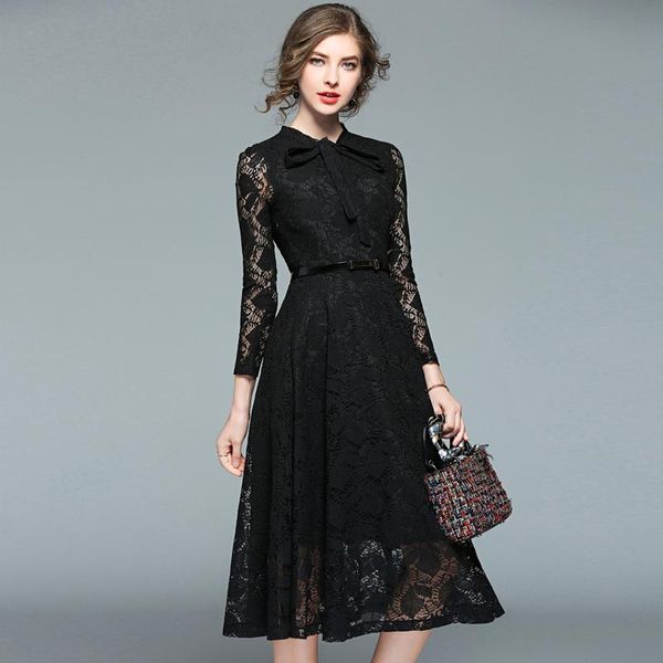 casual dresses women floral lace long sleeve female elegant vintage slim stand collar mid-calf party vestidos, Black;gray
casual dresses women floral lace long sleeve female elegant vintage slim stand collar mid-calf party vestidos, Black;gray