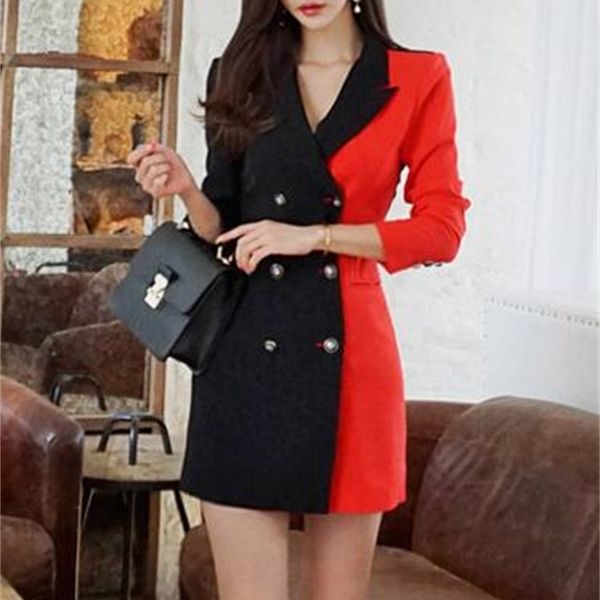 work dresses korean version of the autumn office lady temperament slim color matching double-breasted bag hip suit dress su48, White;black
work dresses korean version of the autumn office lady temperament slim color matching double-breasted bag hip suit dress su48, White;black
