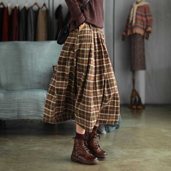 autumn winter retro loose womens skirt all match elastic waist pocket plaid casual, Black
autumn winter retro loose womens skirt all match elastic waist pocket plaid casual, Black