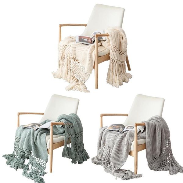 blankets nordic sofa chunky knitted throw blanket with tassels stylish hollow out solid color air conditioning shawl cover
blankets nordic sofa chunky knitted throw blanket with tassels stylish hollow out solid color air conditioning shawl cover