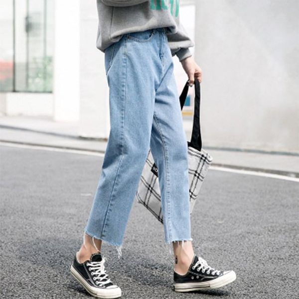 women's jeans women autumn wide leg boyfriend casual ankle-length trousers loose button straight denim harem pants, Blue
women's jeans women autumn wide leg boyfriend casual ankle-length trousers loose button straight denim harem pants, Blue