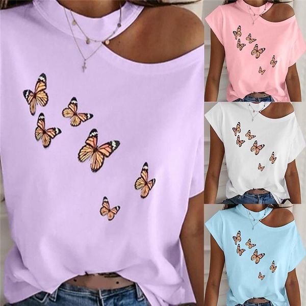 women's t-shirt 2021 summer women strapless butterfly printed t shirt female halter short sleeve camiseta mujer, White
women's t-shirt 2021 summer women strapless butterfly printed t shirt female halter short sleeve camiseta mujer, White
