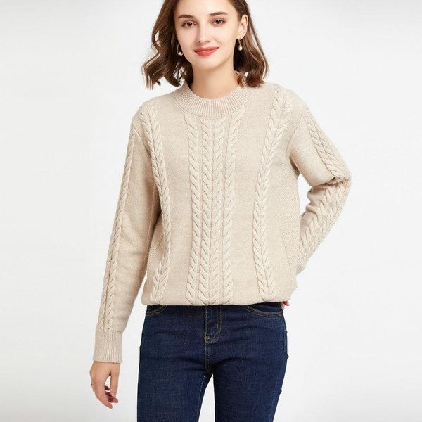 women's sweaters 2021 autumn winter knitted sweater o neck long sleeve retro thread twist pollover female causel loose soft warm, White;black
women's sweaters 2021 autumn winter knitted sweater o neck long sleeve retro thread twist pollover female causel loose soft warm, White;black