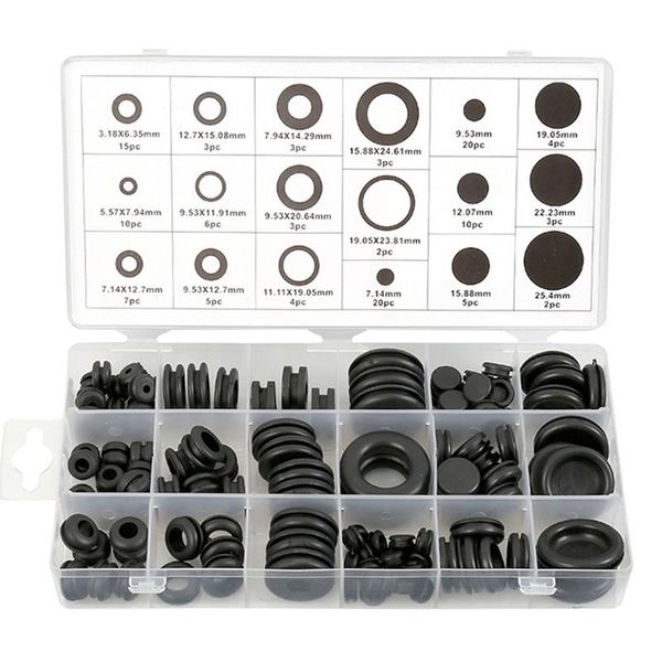 hand & power tool accessories 125 piece rubber grommet eyelet ring gasket assortment set of 18 different sizes, with see-through divided org
hand & power tool accessories 125 piece rubber grommet eyelet ring gasket assortment set of 18 different sizes, with see-through divided org